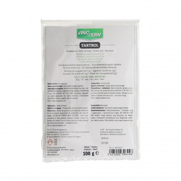 Weinsäure Vinoferm tartrol 100 g
