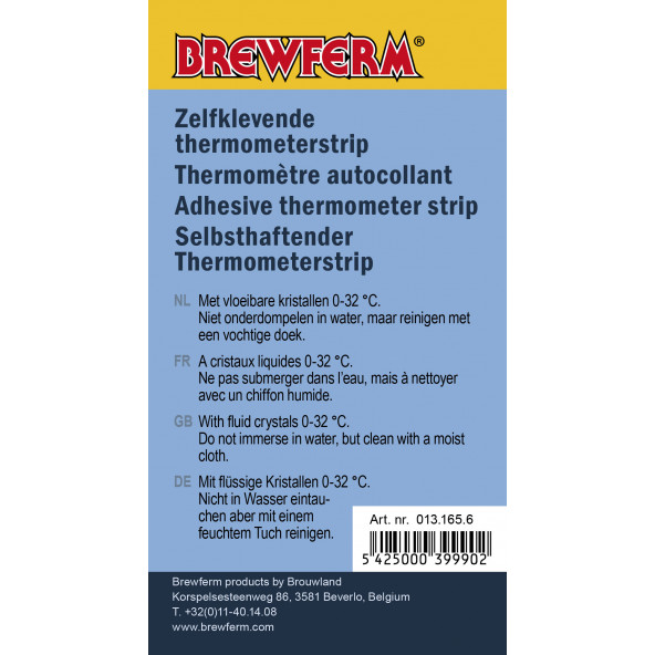 Brewferm Thermometer-Klebestreifen mit Flüssigkristall 0-30 °C 1