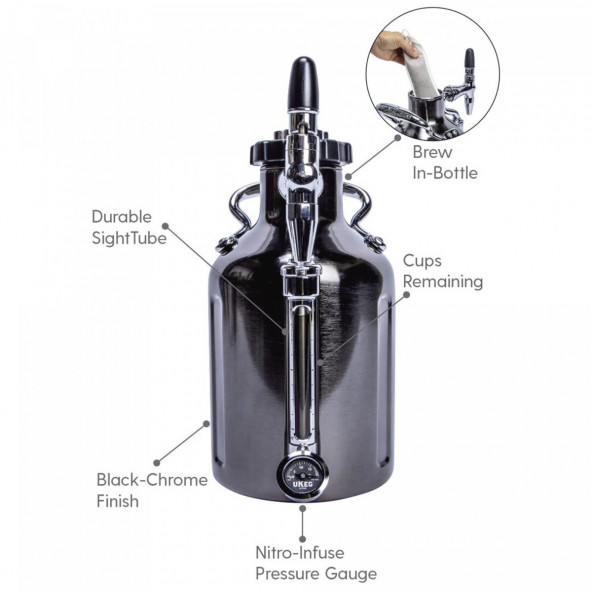 GrowlerWerks uKeg™ Nitro 50 schwarz verchromt - 1,5 l 4