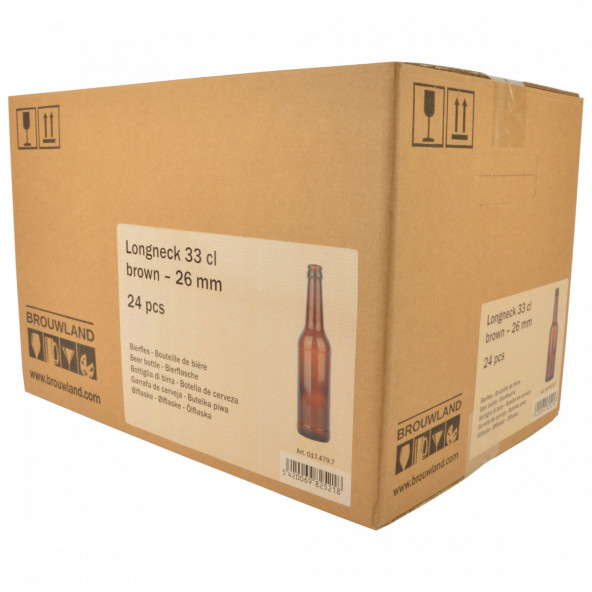 Bierflasche Longneck 33 cl, braun, 26 mm, Karton 24 St. 2