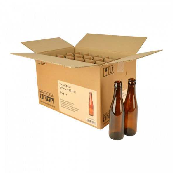 Bierflasche Vichy 25 cl, braun, 26 mm, Karton 24 St.