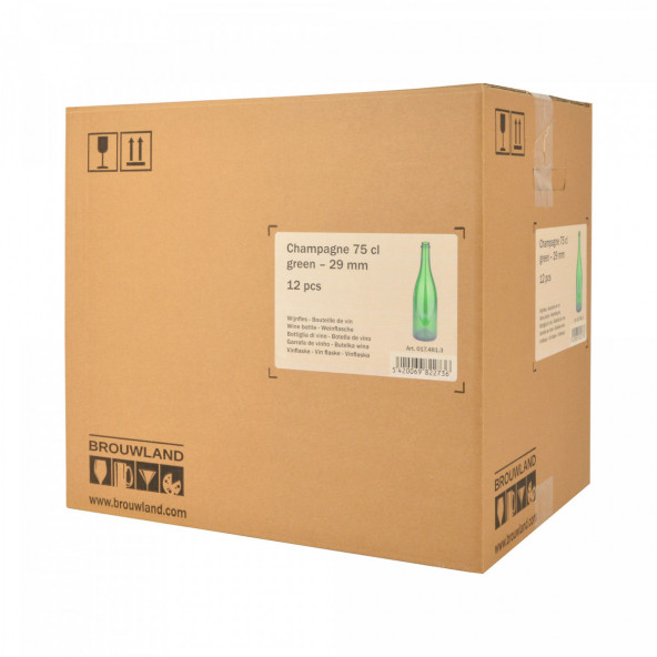 Weinflasche Champagner 75 cl, 775 g, grün, 29 mm, Karton 12 St. 2