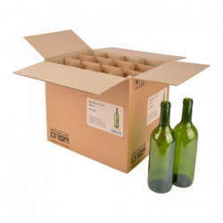 Weinflasche Bordeaux 75 cl, grün, Karton 12 St.