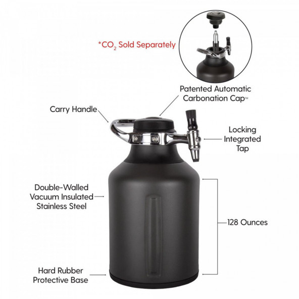 GrowlerWerks uKeg™ Go Big 128 Tungsten - 3,8 l 3