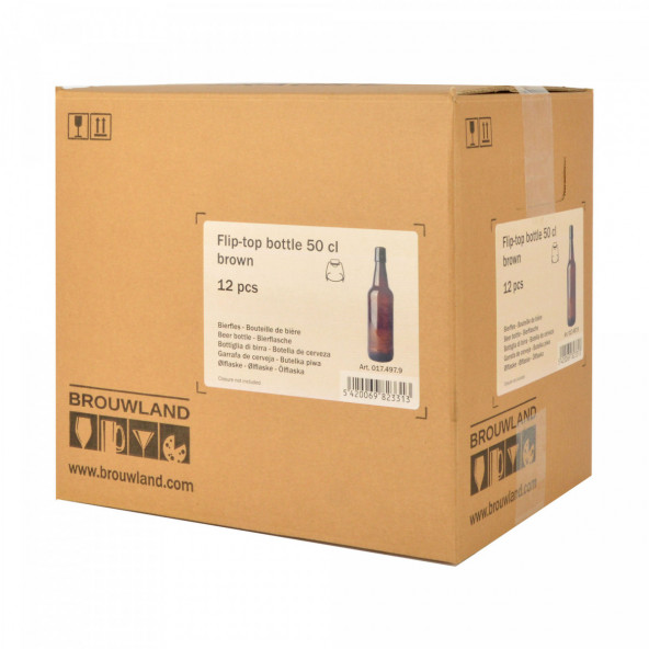 Bügelflasche 50 cl braun, ohne Verschluss, Karton 12 St. 2