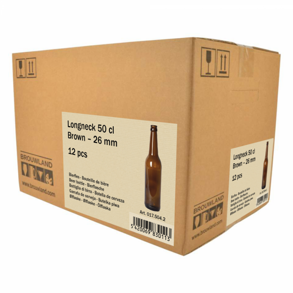 Bierflasche Longneck 50 cl, braun, 26 mm, Karton 12 St. 2