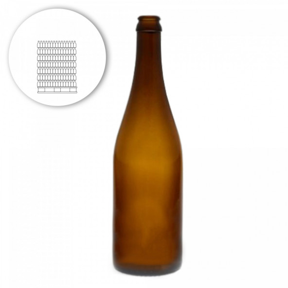 Bierflasche Belge, gerader Hals, 26 mm, 75 cl - Palette 1232 St.