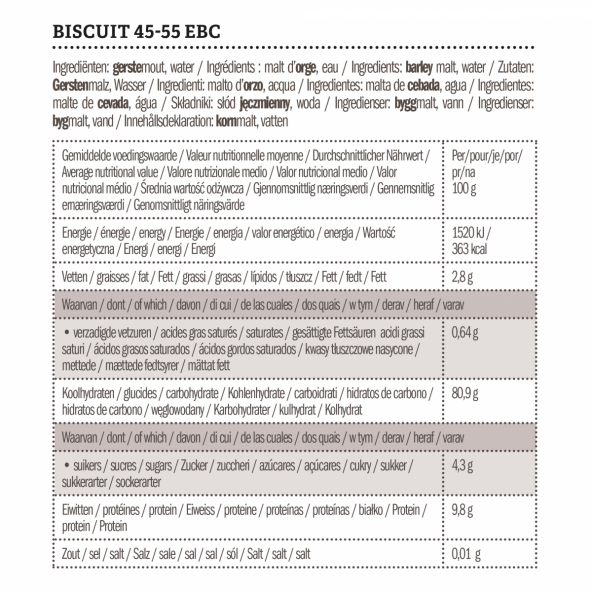 Castle Malting Biscuit Malz 45 - 55 EBC 1 kg 2