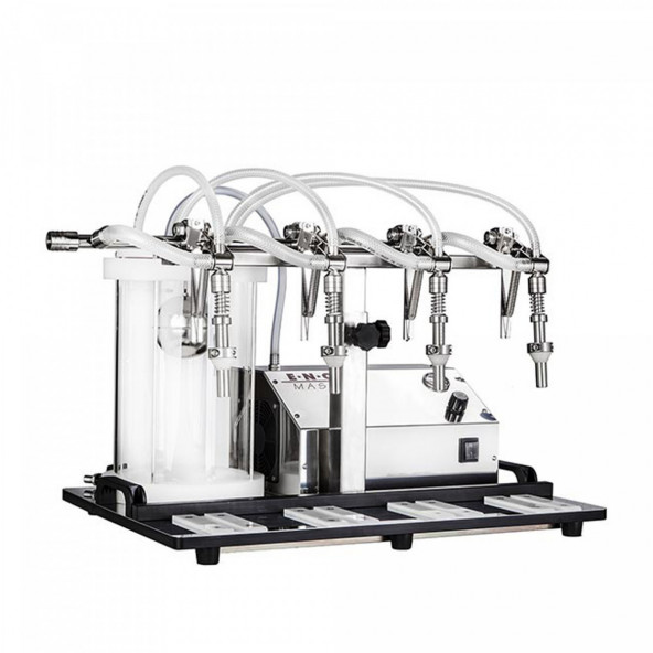 Enolmaster professionelle 4-Kopf Vakuumfüllmaschine mit Pyrex -Rückgewinnungsbehälter 1