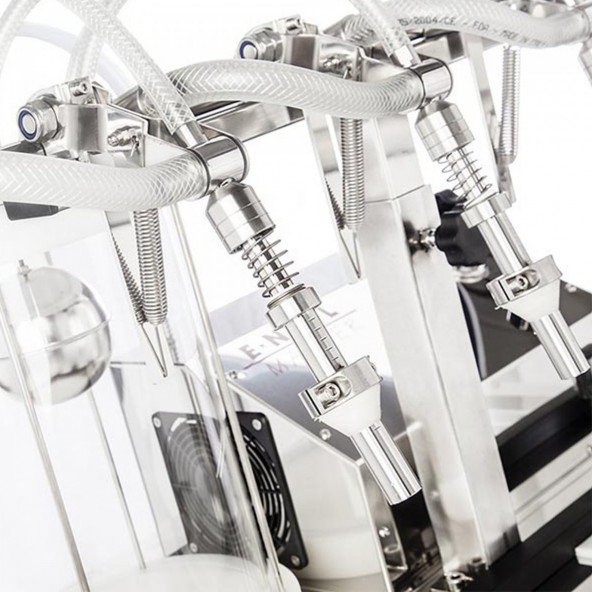 Enolmaster professionelle 4-Kopf Vakuumfüllmaschine mit Pyrex -Rückgewinnungsbehälter 2