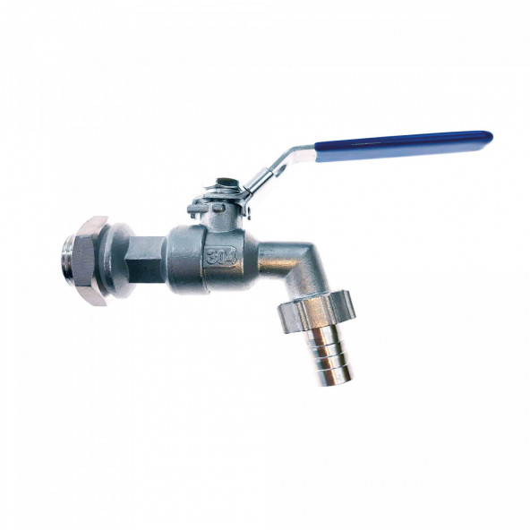 Kugelhahn 1/2" mit Kontermutter und 13 mm Schlauchtülle