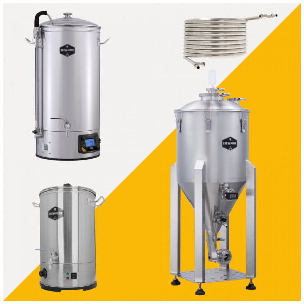 Brew Monk Mega Deal: Brew Monk B50 WLAN & C60 Gärbehälter & Gegenstromkühler & Nachgussheizer