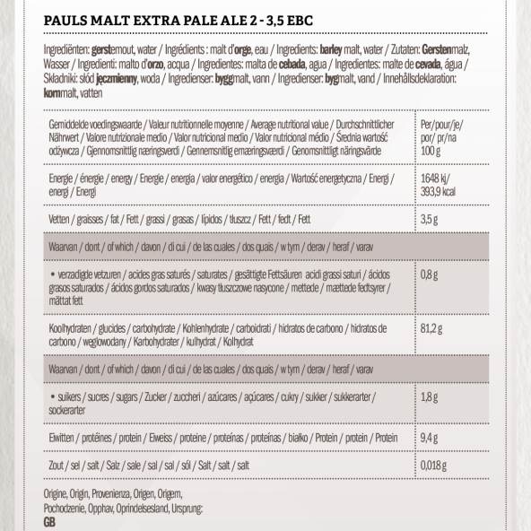 Pauls Malt - Extra Pale Ale 2 - 3,5 EBC 25 kg 2