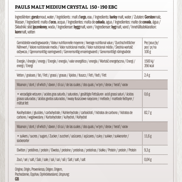 Pauls Malt - Medium Crystal  150 - 190 EBC 5 kg 3