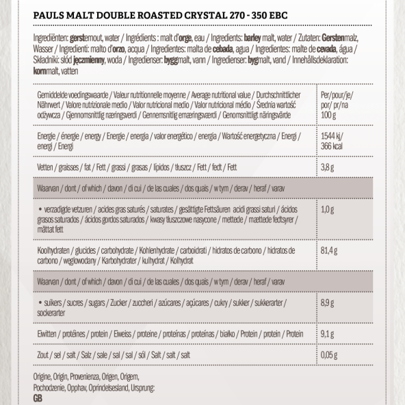 Pauls Malt - Double Roasted Crystal 270 - 350 EBC 1 kg 3