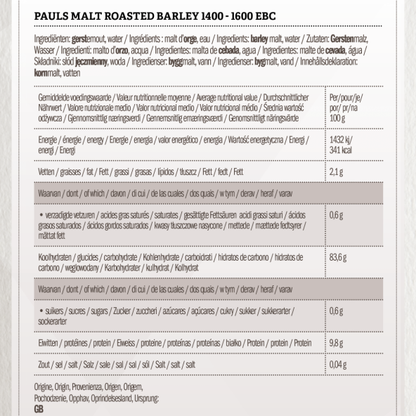 Pauls Malt - geröstete Gerste 1400 - 1600 EBC 5 kg 3