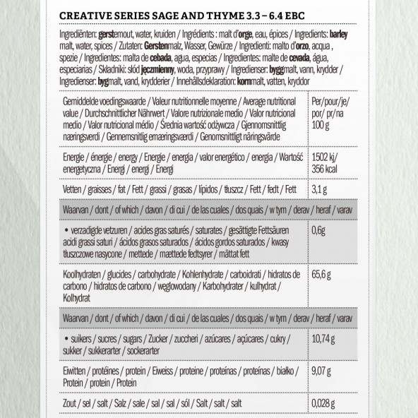Belgomalt Creative Series Sage and Thyme infused 3.3 - 6.4 EBC 5 kg 1