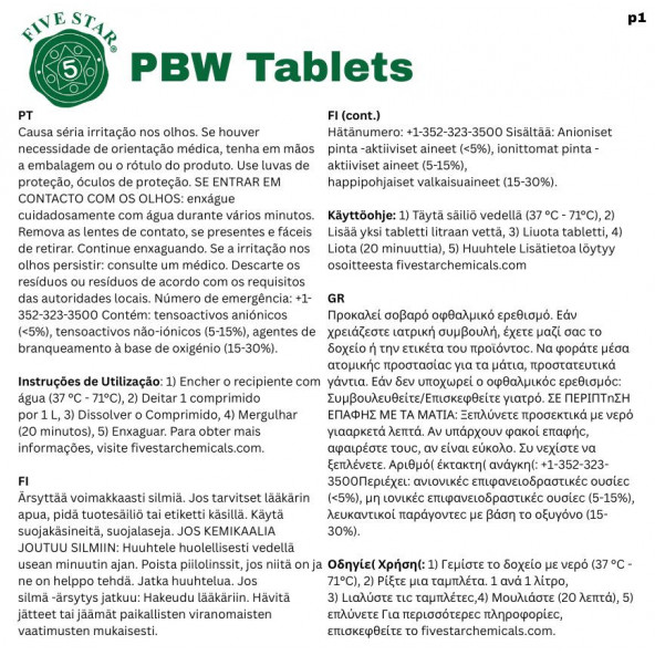 PBW Five Star Tabletten 50 x 2,5 g 5