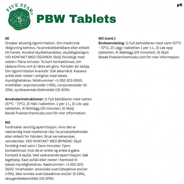 PBW Five Star Tabletten 50 x 2,5 g 9