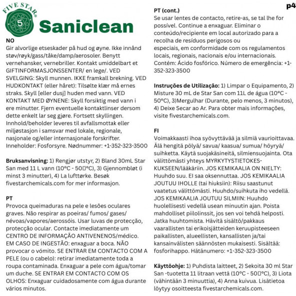 SaniClean Five Star 3,79 l 6